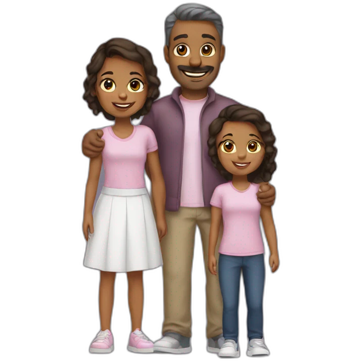 family dad two daughters emoji