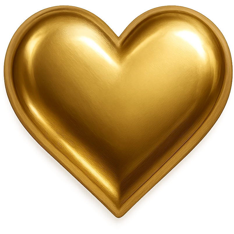 heart icon with a metallic gold finish, digital illustration emoji