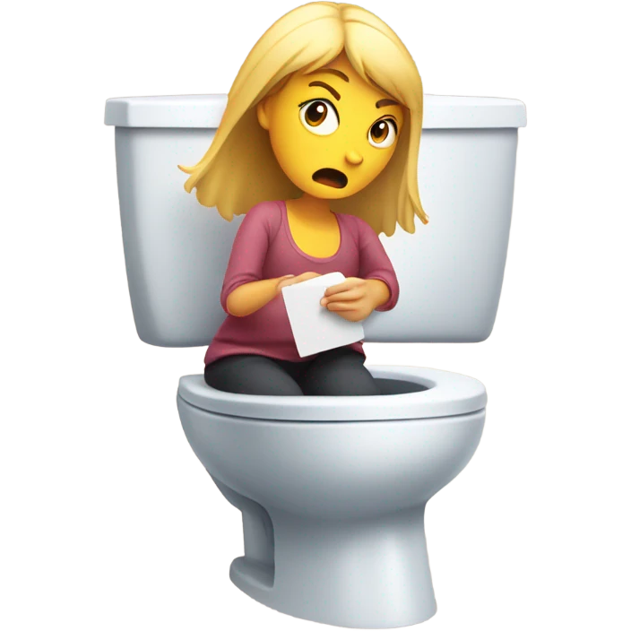 girl throwing phone into the toilet while mad emoji