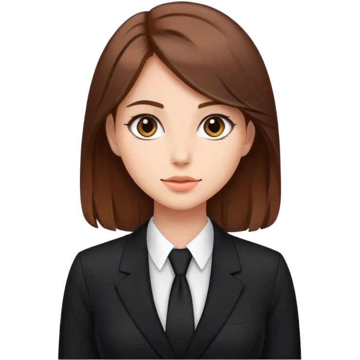 Beautiful girl, brown hair , in black suit  emoji