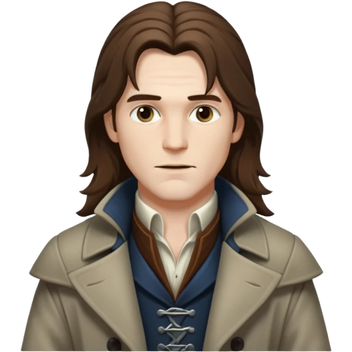 Van Helsing (male) from Dracula with long brown hair emoji
