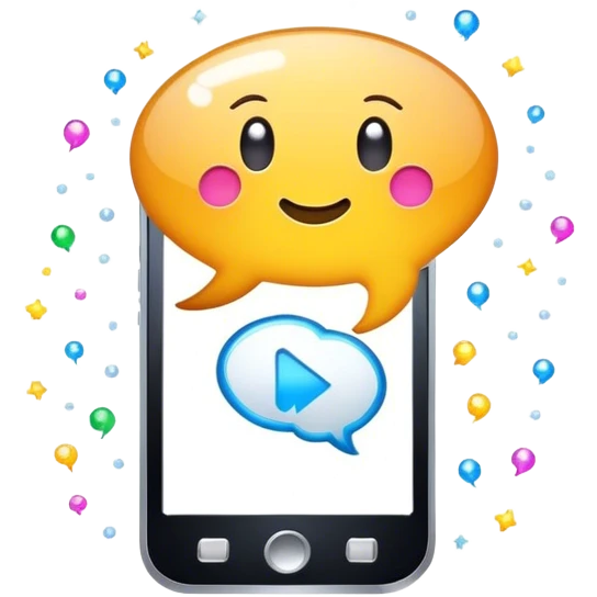speech balloon + sparkles + mobile phone emoji
