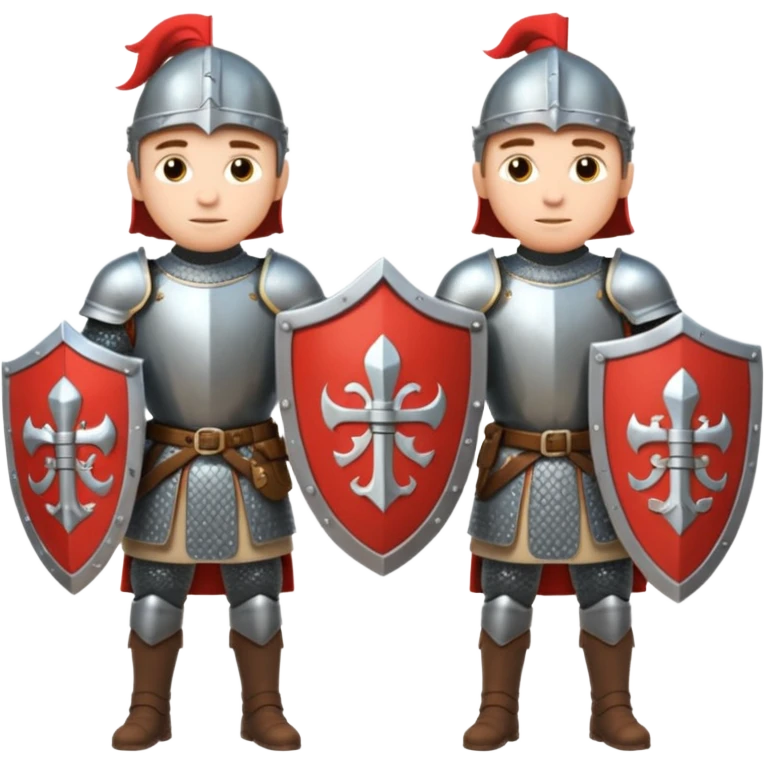 medieval soldiers 2 people with shields prepare for battle emoji