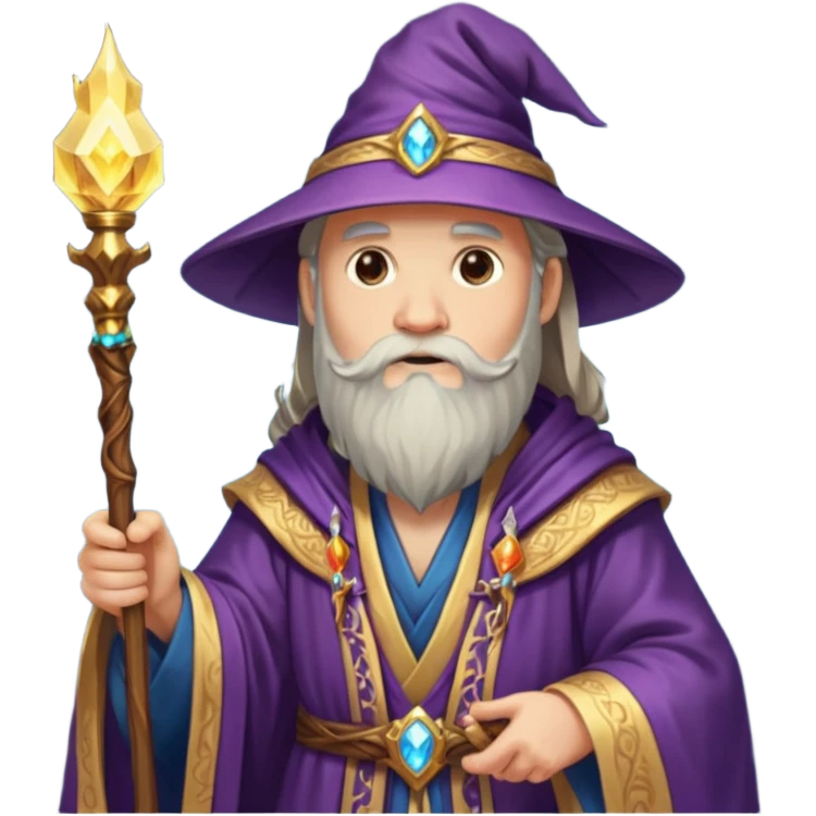 wizard holding glowing staff. emoji