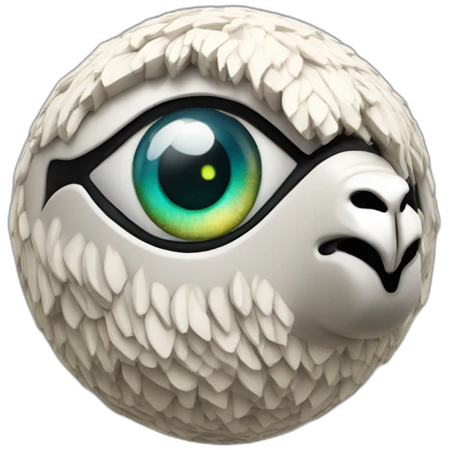 3d sphere with a cartoon Llama skin texture with Eye of Horus emoji