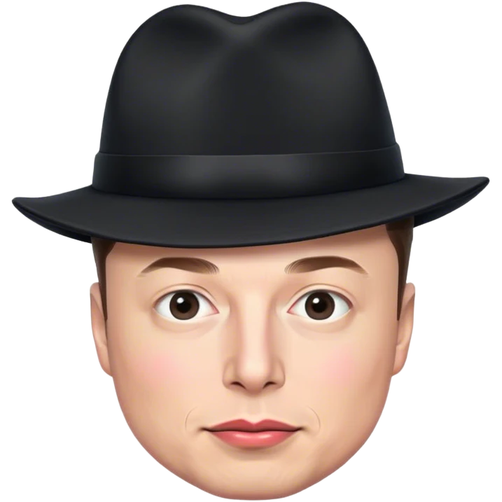elon musk wearing a black "MAGA" hat emoji
