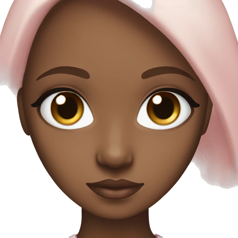 brown doll eyes, brown hair, feminine, pink, white girl, angelic emoji