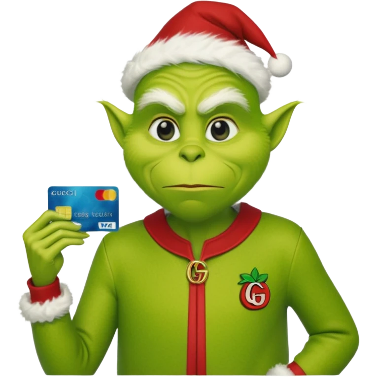 Grinch wearing Gucci hold credit card emoji