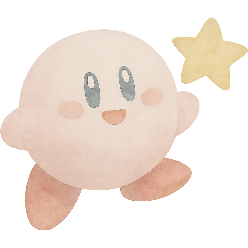 Kirby floating with a star, cheerful expression emoji