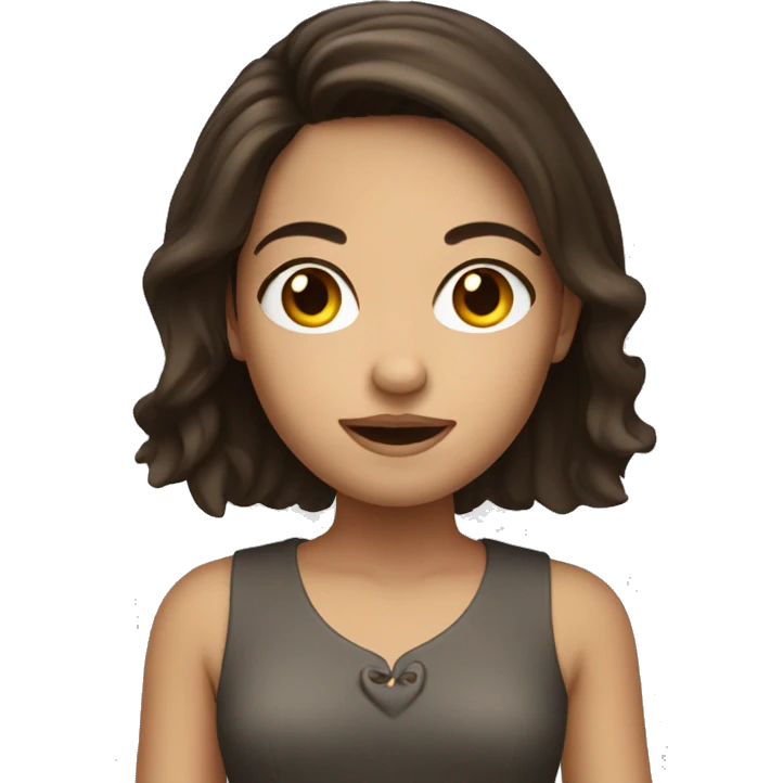 brunette girl with  emoji