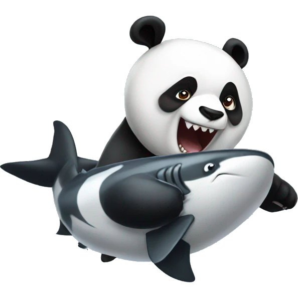 Panda playing with a shark emoji