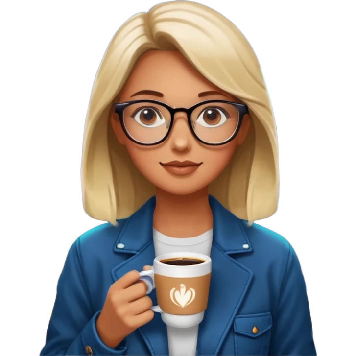 Woman with coffee , coffe shop neon glow, Midnight Wander. emoji
