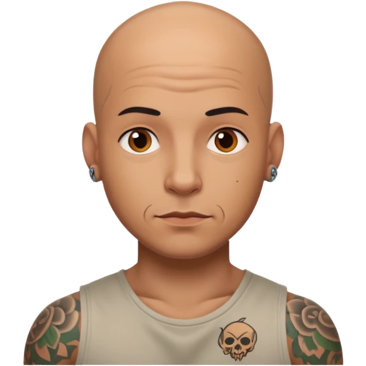 Un hombre con tatuajes pelón  emoji
