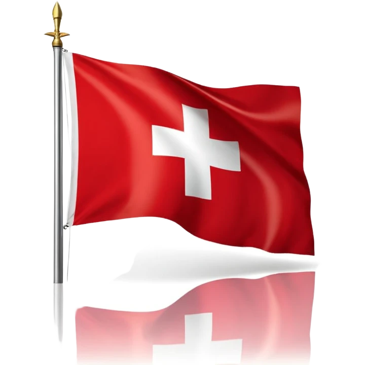 Apple iOS emoji style, drapeau savoyard, carré aux coins arrondis, fond rouge vif légèrement dégradé, croix blanche épaisse parfaitement centrée, rendu lisse et propre, léger effet glossy iOS, contraste élevé, design minimaliste, lisible en petite taille, fond transparent, haute résolution. emoji