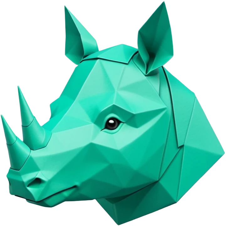 origami rhino head in color green mint rgb(168, 251, 211) emoji