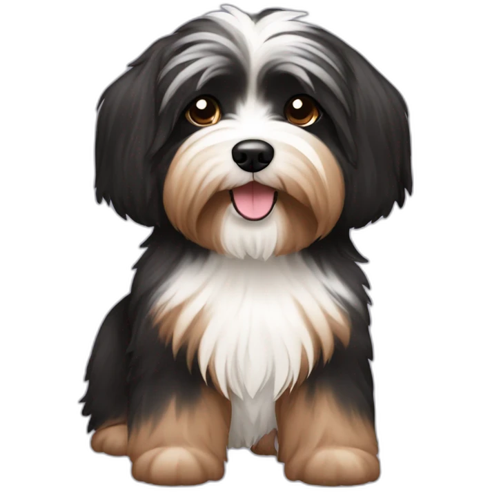 Havanese dog black and brown  emoji