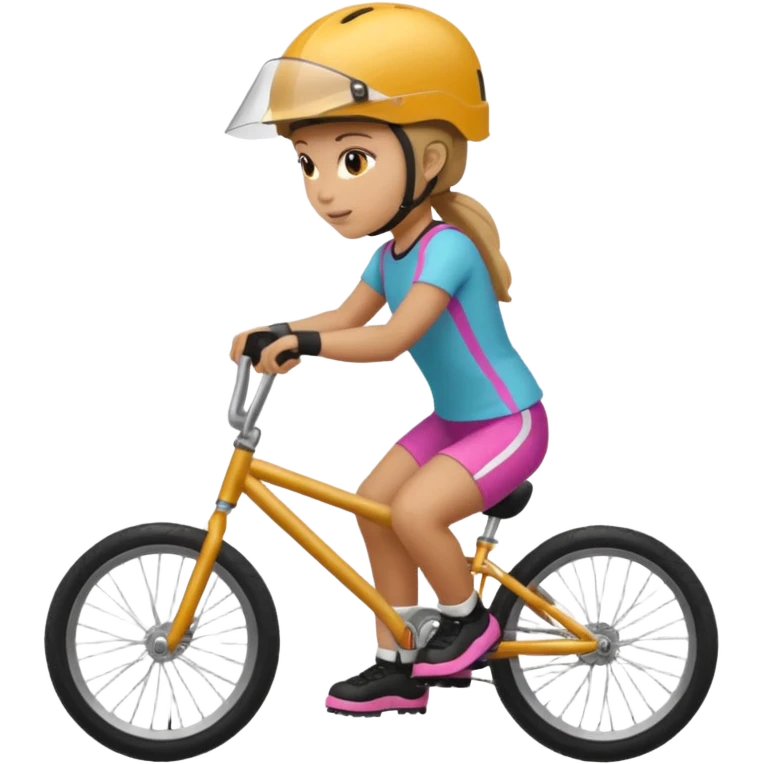 BMX rider woman with helmets emoji