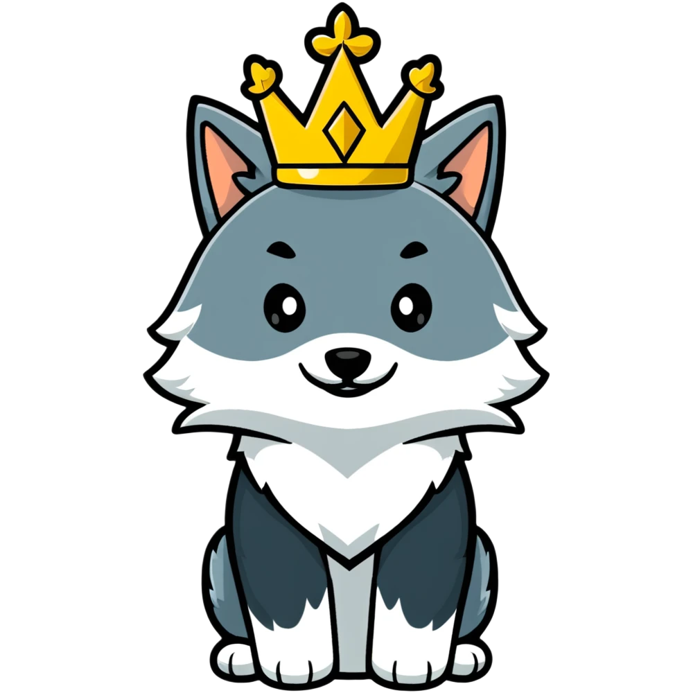 noble wolf with a golden crown emoji