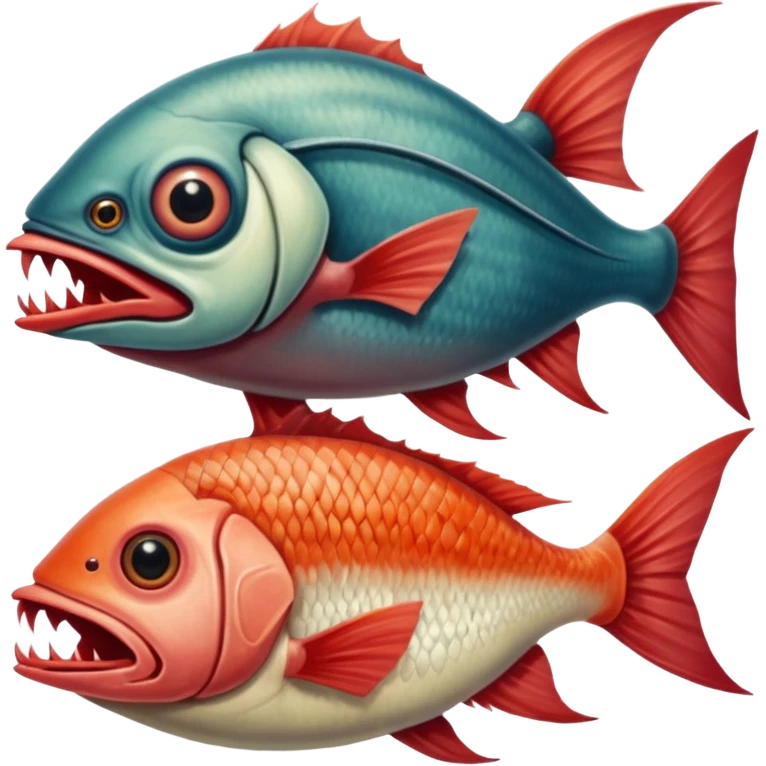 cinematic -  hieronymus bosch phantasmagoric mutated creatures - hybrids of birds and fish emoji