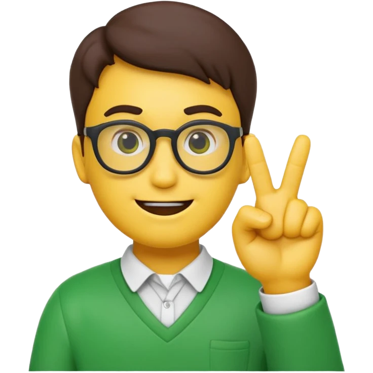 a normal emoji with nerd face and a finger upp with greenscreen emokjin will be a originall yellow type emoji