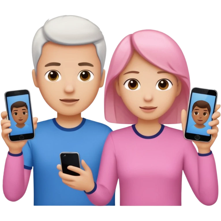 pink video call between 2 people on different phone emoji