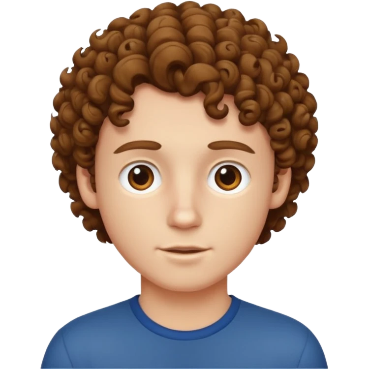 A white boy with curly brown hair emoji