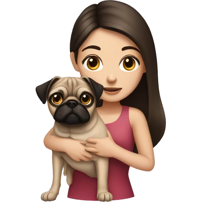 Brunette girl with a Pug  emoji