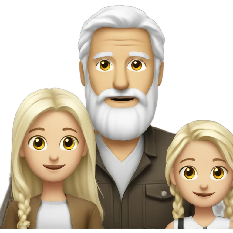 White hair white beard guy with young blond girl emoji