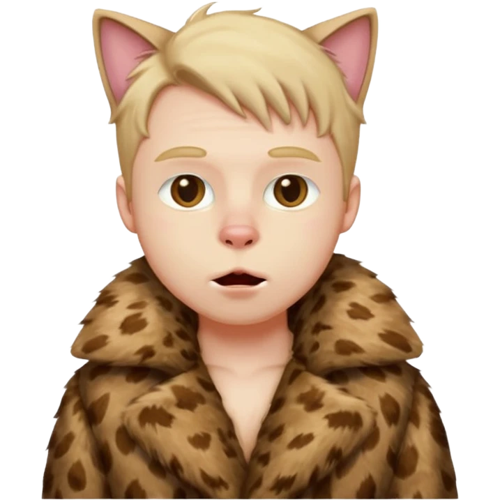 create an emoji of a guy drooling violently with a cat fur coat emoji