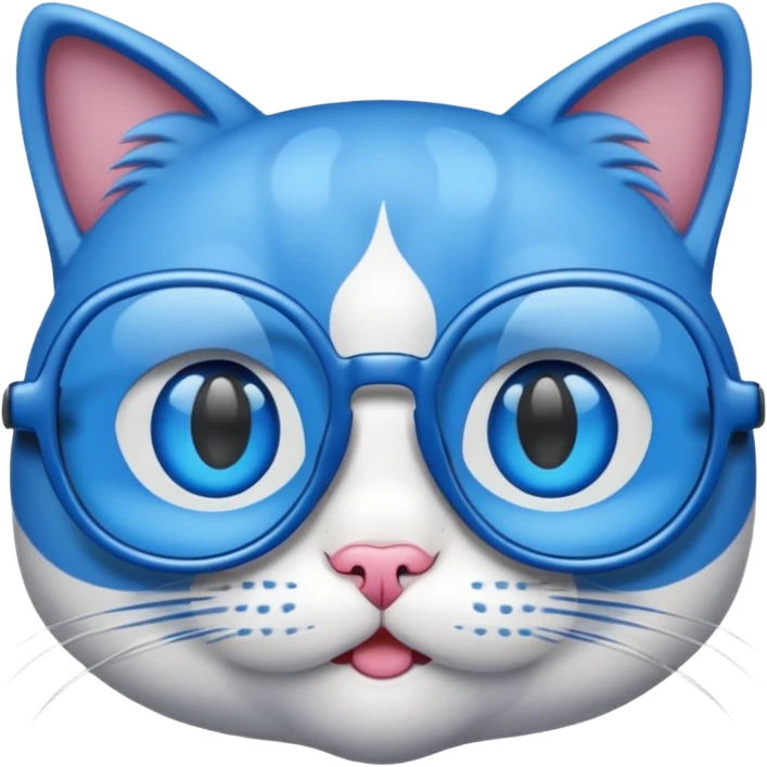 Un gato con lentes azules emoji