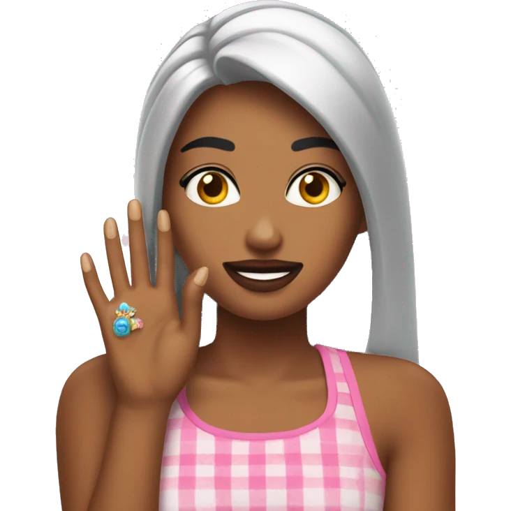 chica pintándose las uñas  emoji