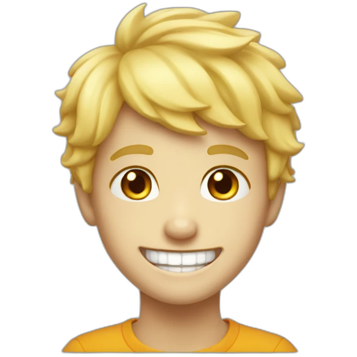 blond boy smiling with shining teeth emoji