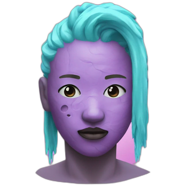 Vaporwave one side of face scarred emoji