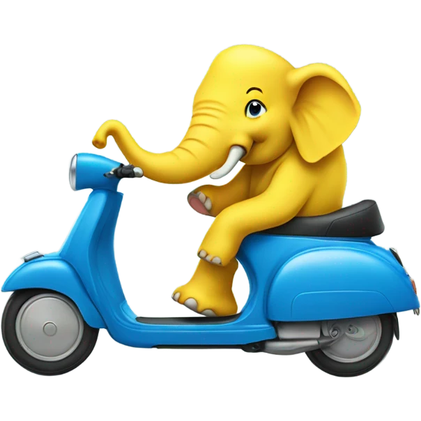 Yellow elephant riding a blue scooter emoji