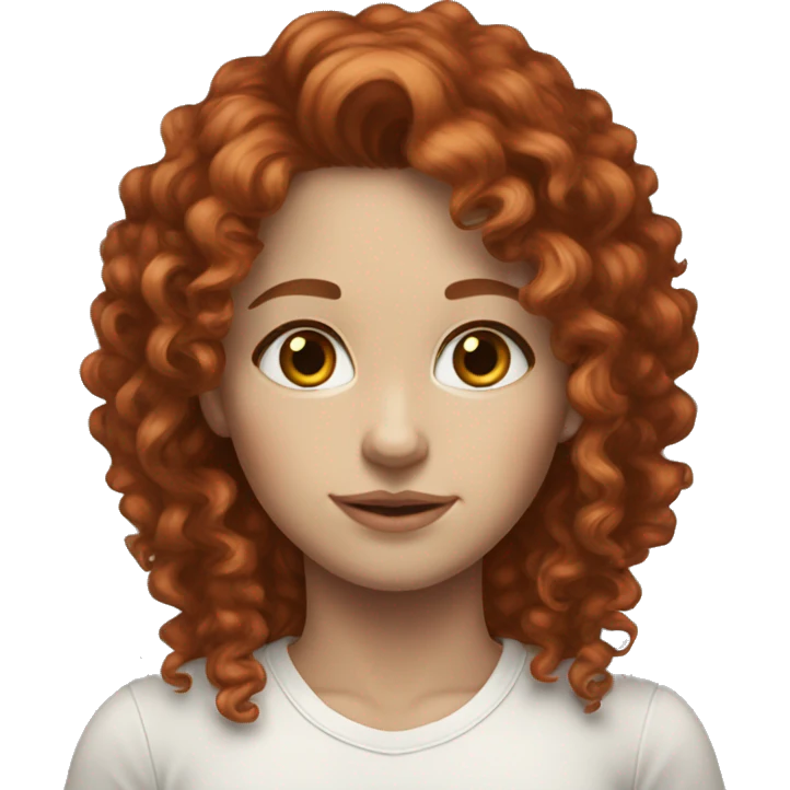 white skin red head brown eyes female curly hair skinny emoji