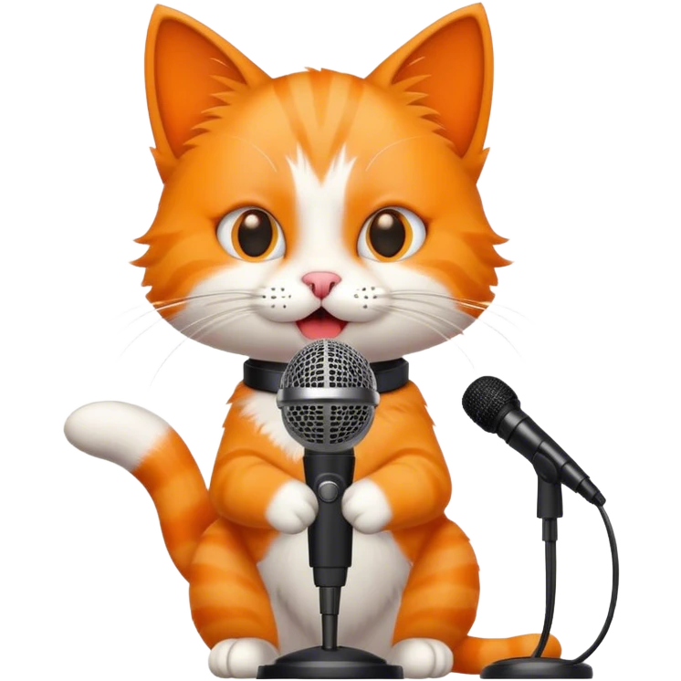 cat giving a speech with a microphone emoji