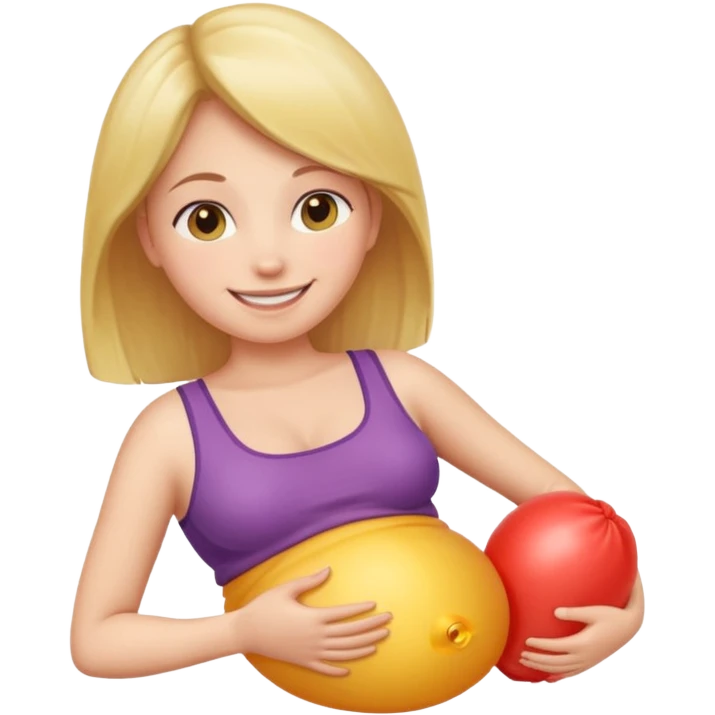 Girl with inflating belly emoji