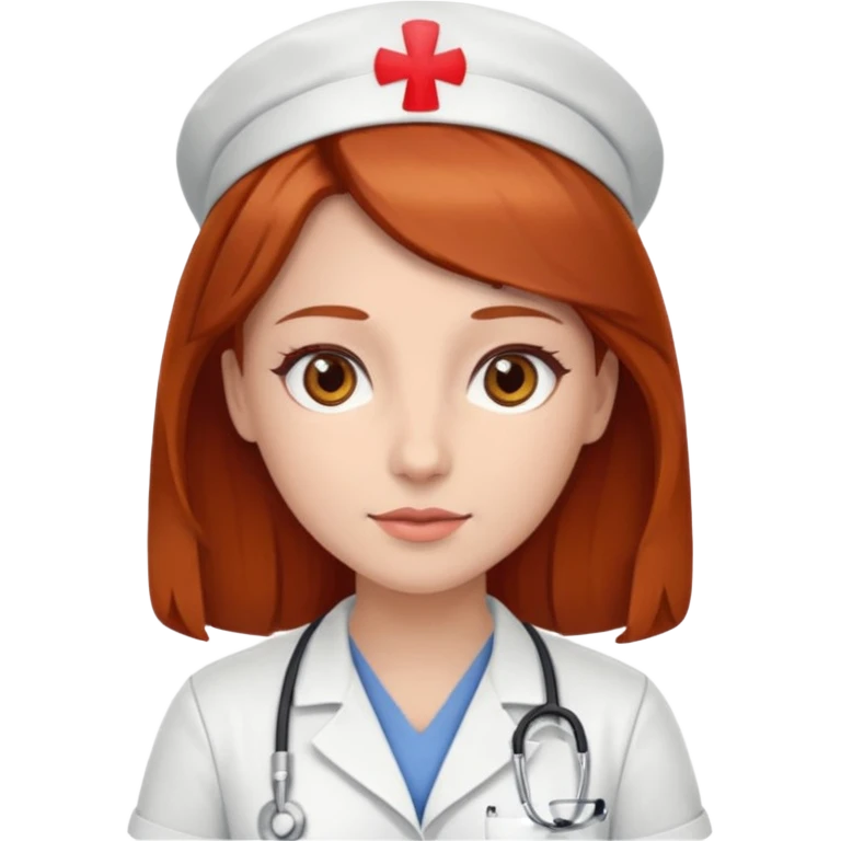 nurse brown/red hair with brown eyes emoji