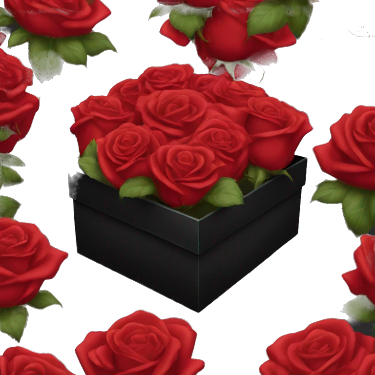 Many Red roses in a black box  emoji
