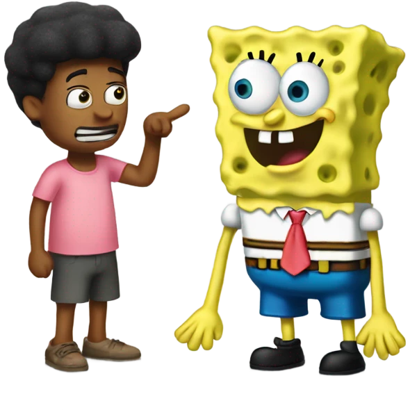 SpongeBob talking to Patrick  emoji