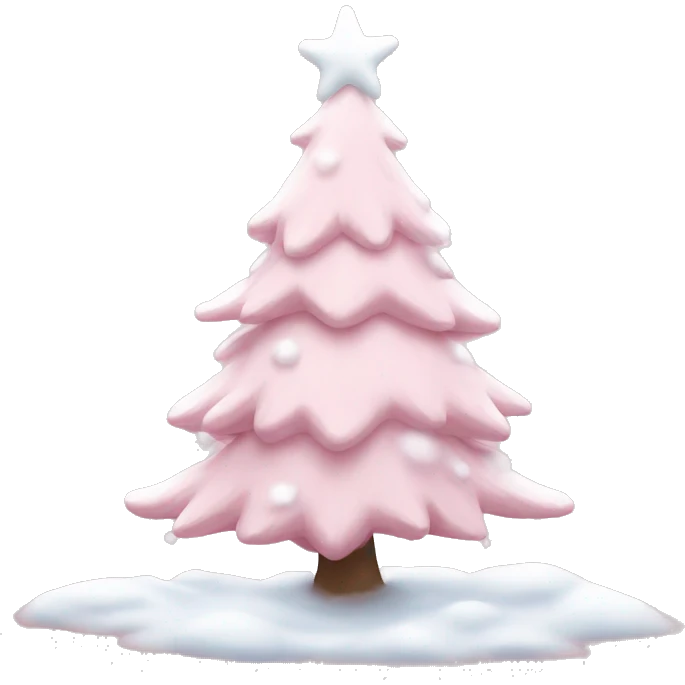 Light pink Christmas tree with snow emoji