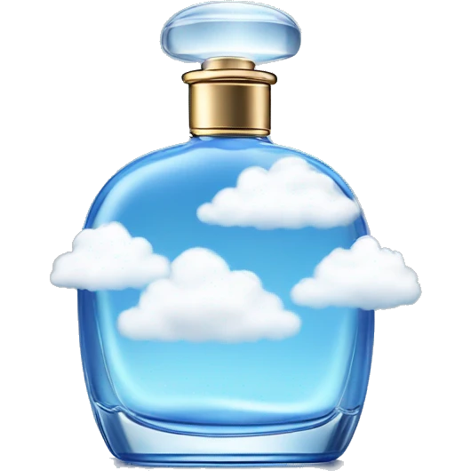 blue sky perfume bottle with white cloud display emoji
