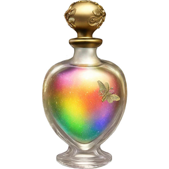 Rainbow magic fairy sparkling old Antique oil perfume bottle with herbal and rose flowers emoji