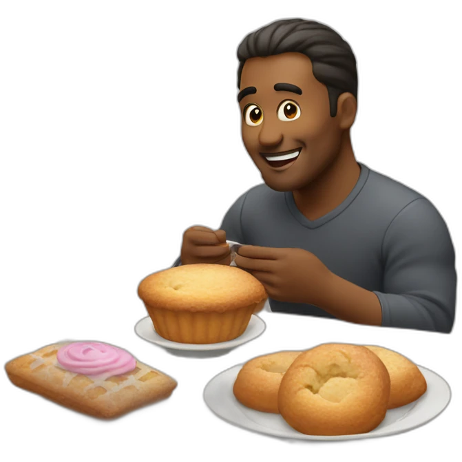 man eats baked goods emoji