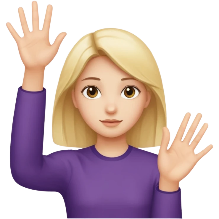 Fille avec un 6 sur une main et un 7 sur l'autre emoji