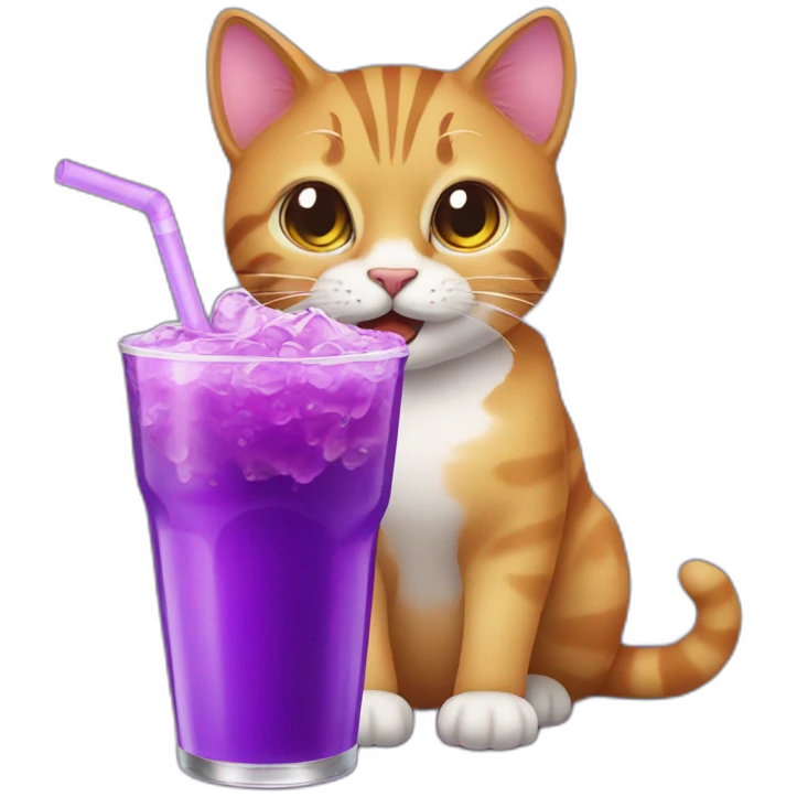 Cat siping purple drink emoji