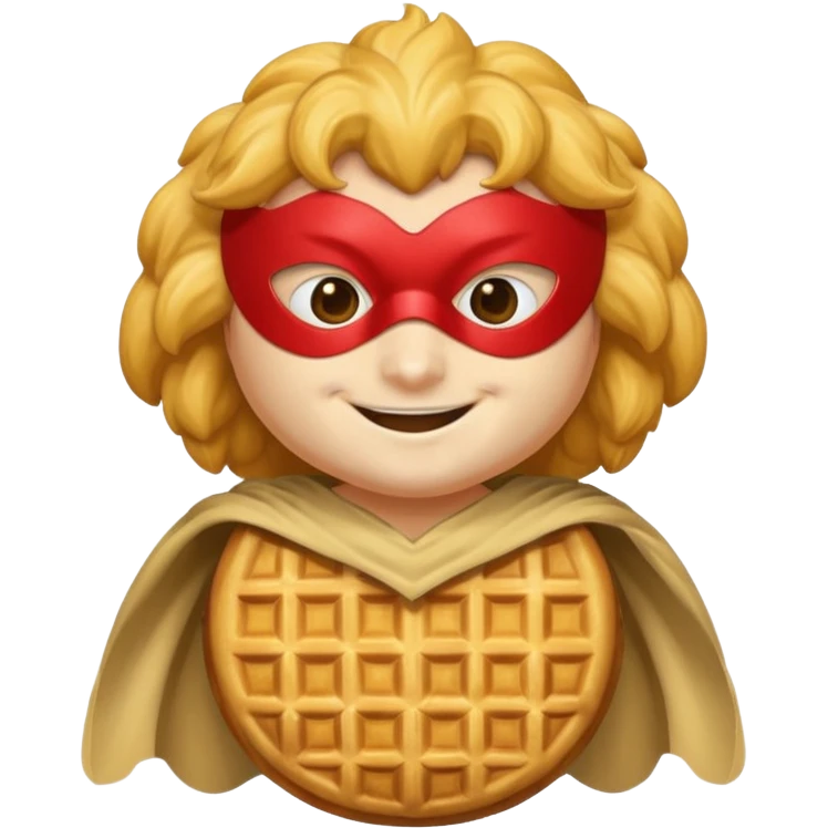 a hero who wear Waffle costume  with a hero mask  emoji