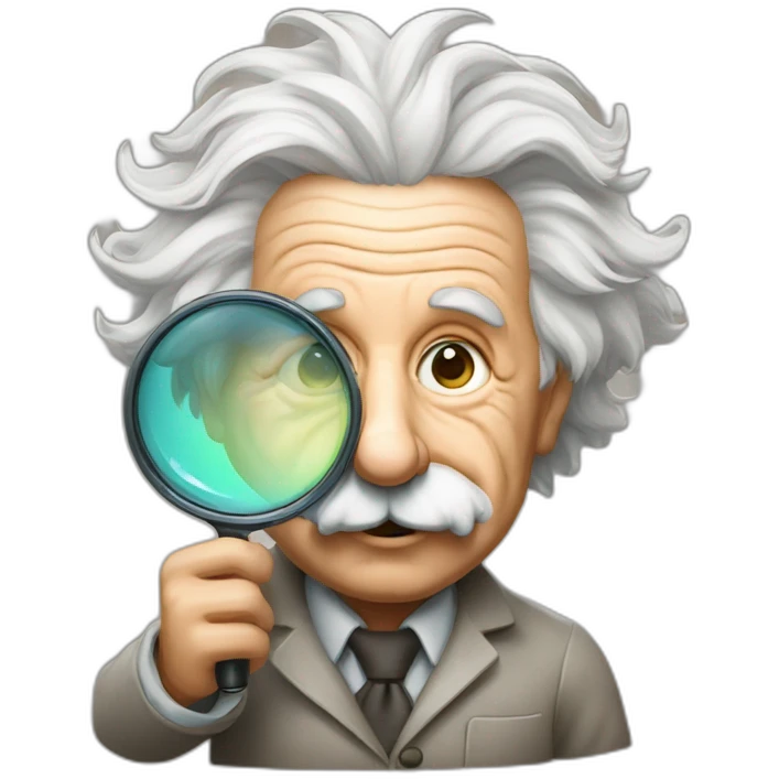  Albert Einstein with a magnifying glass emoji