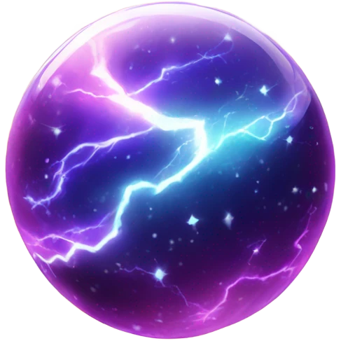 crystal magic ball with lightning galaxy emoji