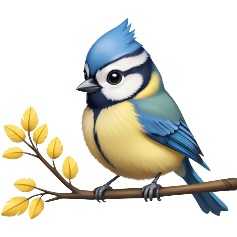 Cute blue tit bird on a branch emoji